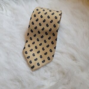 Vintage Christian Dior Monsieur Paisley Silk Neck Tie - Blue Navy Tan Beige Flaw